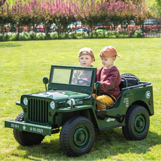 Freddo - 24V Military Jeep 3-Seater Electric Ride On - Outdoor