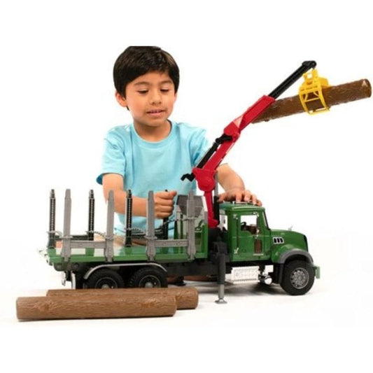 Bruder - Mack Granite Timber Truck with Loading Crane & 3 Trunks - Vehicles