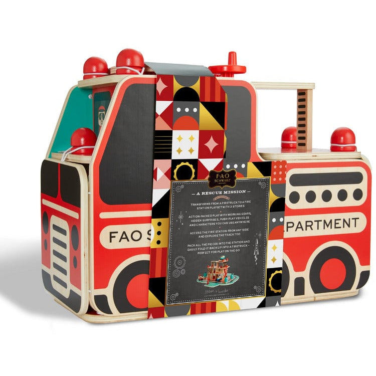 FAO Schwarz - Rescue Responders Wooden Fire Station Playset - Preschool
