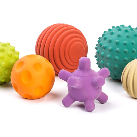 miniland - Set of 6 Natural Rubber Sensory Balls - Infants