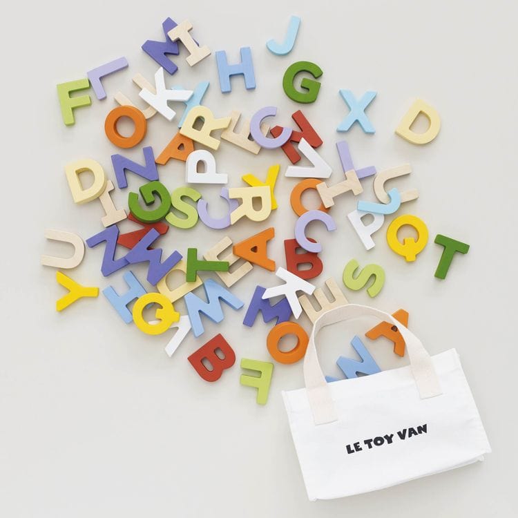 Le Toy Van - Wooden Alphabet Set & Bag - 60 Letters - Infants