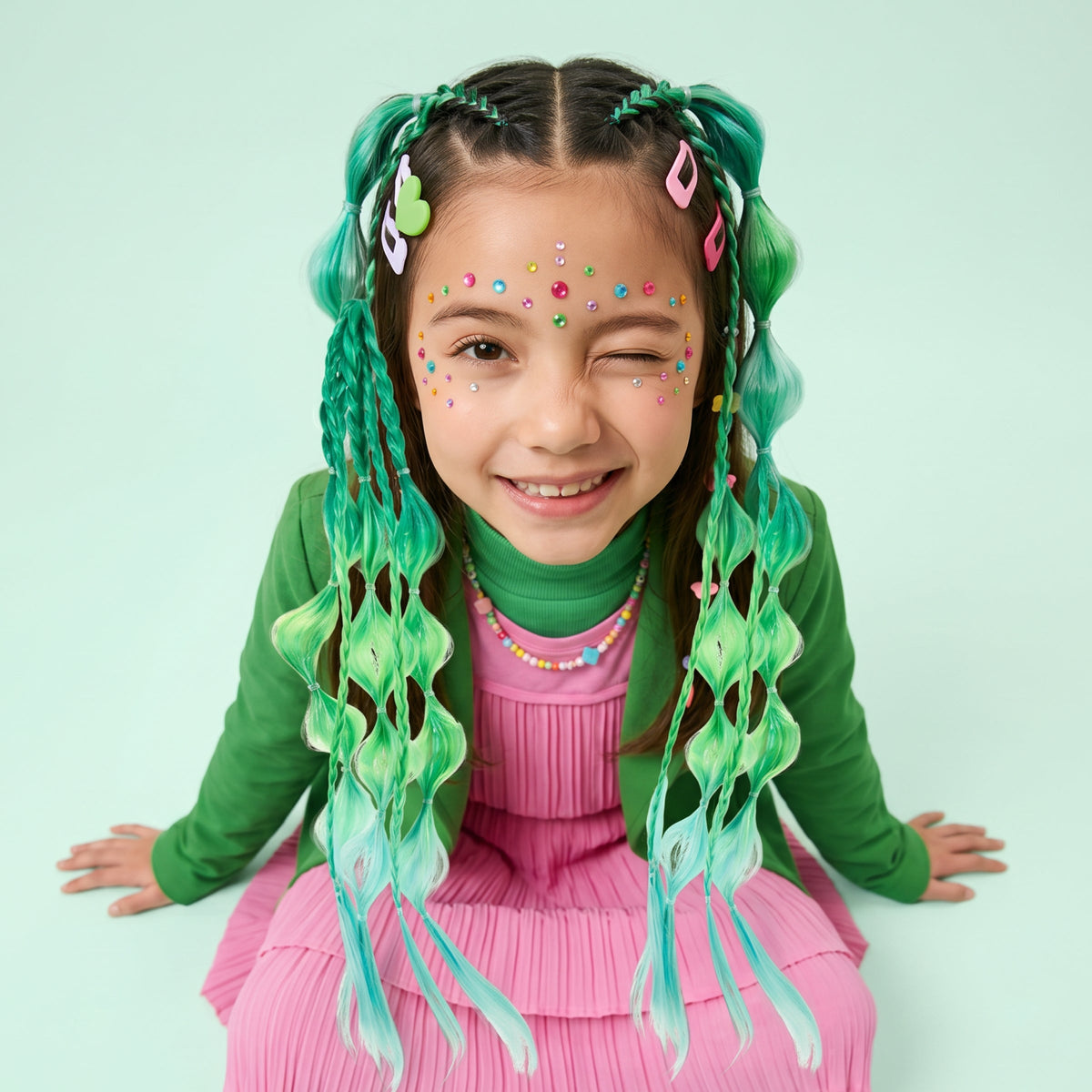 FAO Schwarz - 20” Wrap Ponytail Hair Extension – Magic Mint - Fashion Activity and Roleplay