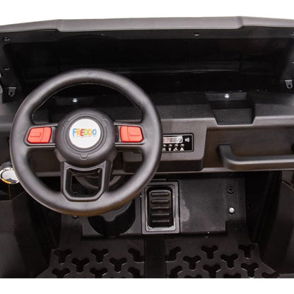 Freddo - 24V 4x4 Freddo Toys Tractor Trailer 2 Seater Ride on - Black - Outdoor