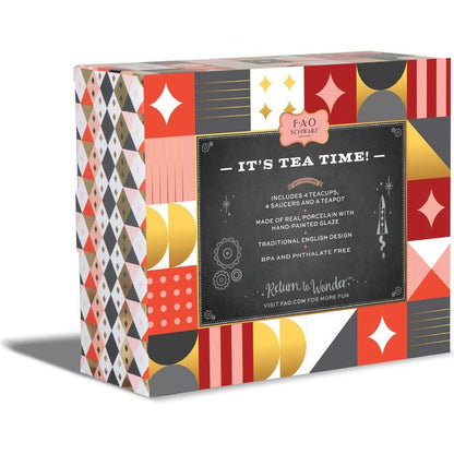 FAO Schwarz - 9-Piece Hand-Glazed Ceramic Tea Party Set - Preschool