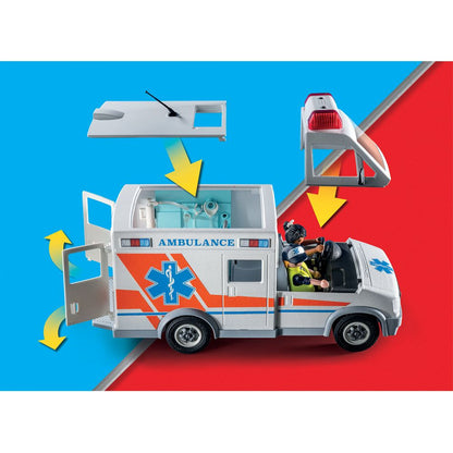 Playmobil - Ambulance with Lights, Accessories and 3 Figures - Preschool