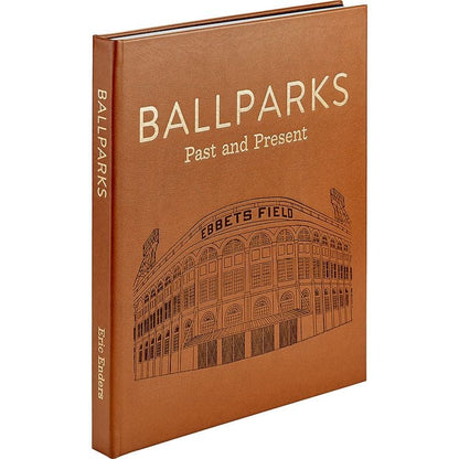 Graphic Image - "Ballparks Past and Present" Book in Tan Bonded Leather - Books