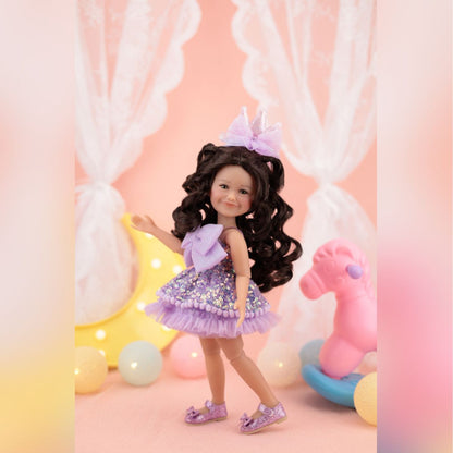 Ruby Red Fashion Friends - Birthday Siblies Doll - Tan Skin, Purple Dress - Dolls
