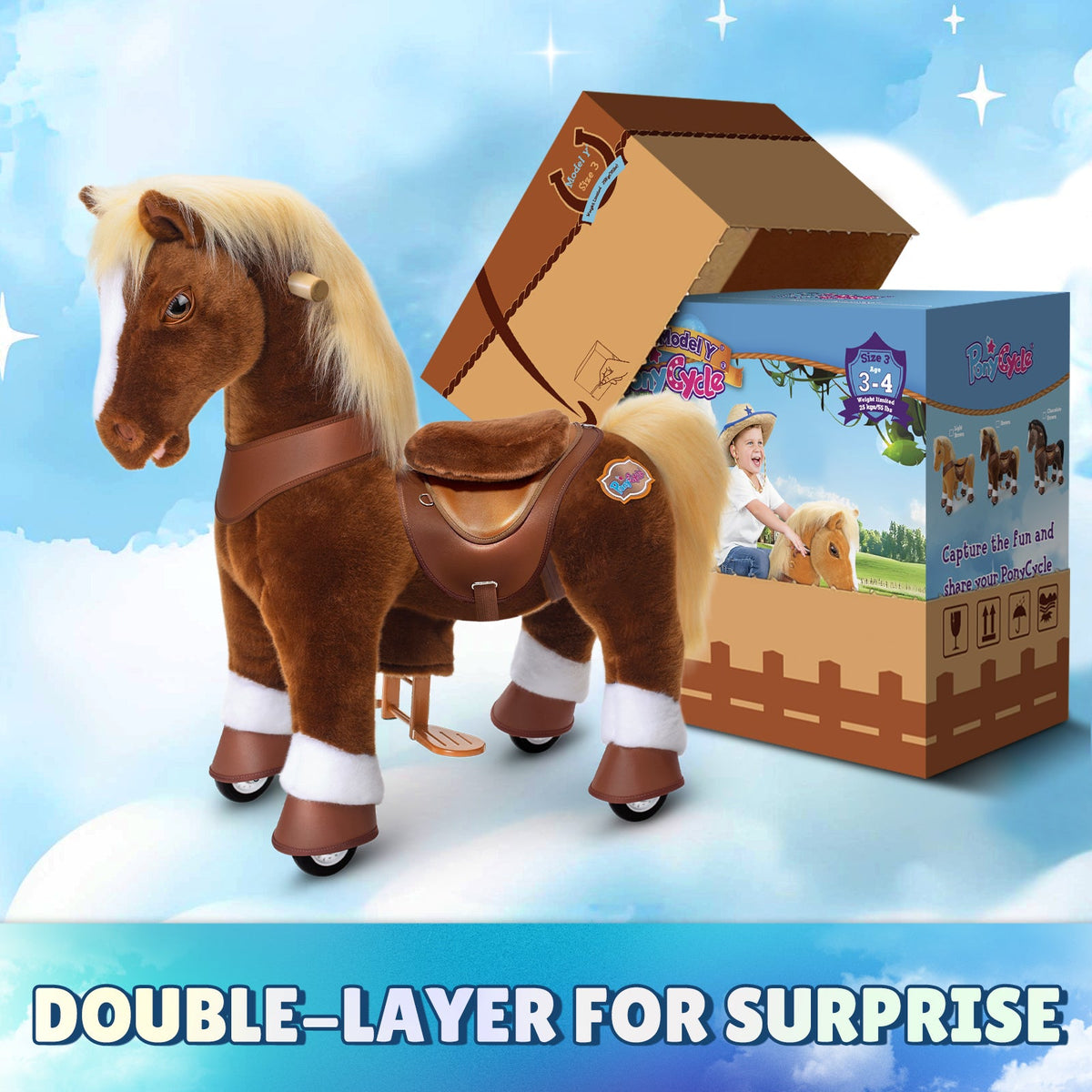 PonyCycle, Inc. - Brown Horse Model Y Ride on Toy - 3-4 Years - Preschool