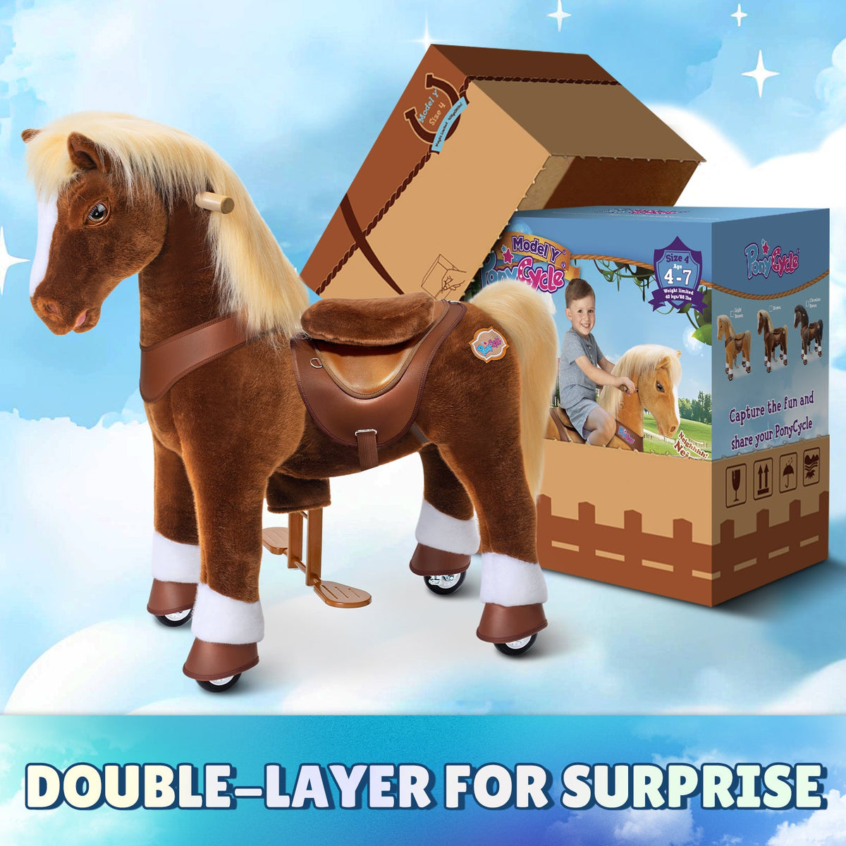 PonyCycle, Inc. - Brown Horse Model Y Ride on Toy - 4-7 Years - Outdoor