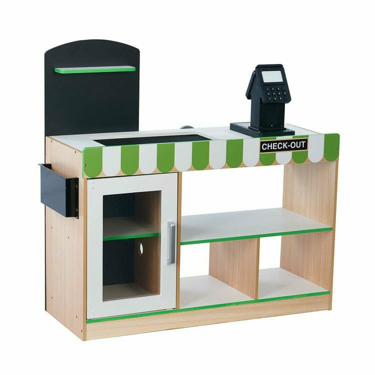 Teamson Kids - Cashier Austin Play Market Stand - Green / Wood - Preschool