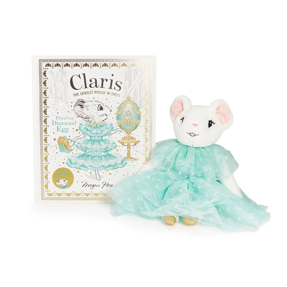 Claris - The Chicest Mouse in Paris™ - Claris The Mouse: Dazzling Diamond Egg & Turquoise Plush Book Bundle - Infants