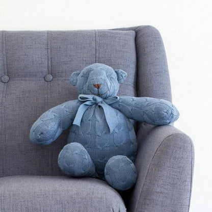 Rian Tricot - Dark Blue Cable Knit Plush Teddy Bear - Plush