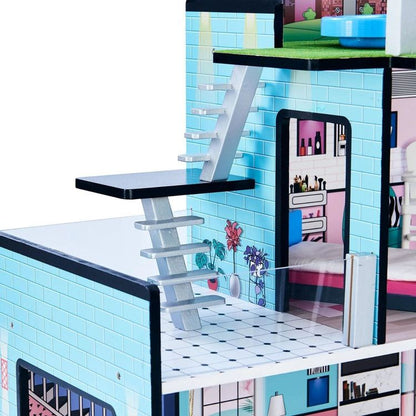 Teamson Kids - Dreamland Barcelona Dollhouse - Turquoise/Black - Preschool