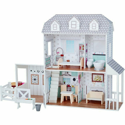 Teamson Kids - Dreamland Farm House Dollhouse - White / Grey - Preschool