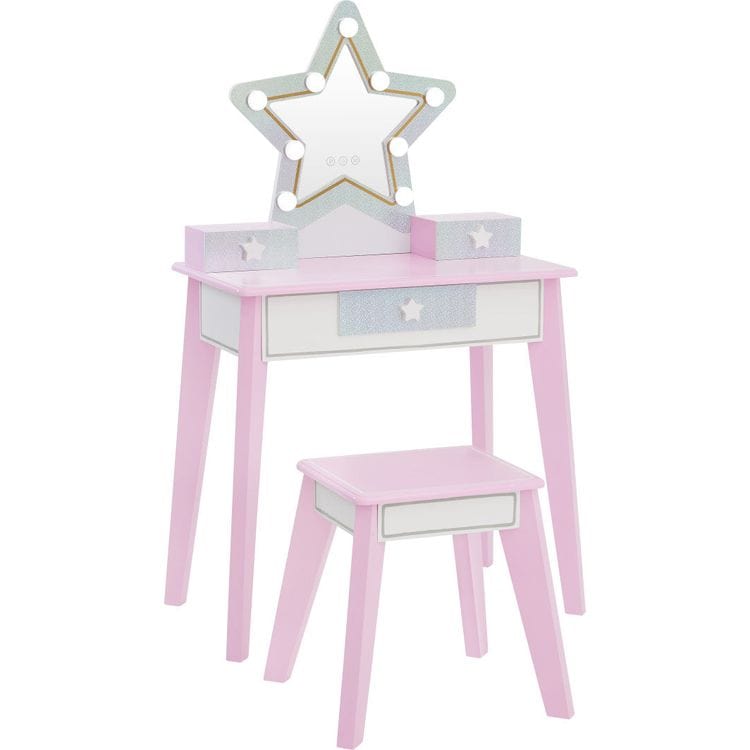 Teamson Kids - Fantasy Fields Little Princess Star Vanity with LED Mirror - Room Decor