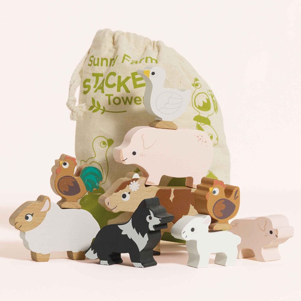 Le Toy Van - Farmyard Stacking Animals & Bag - Infants