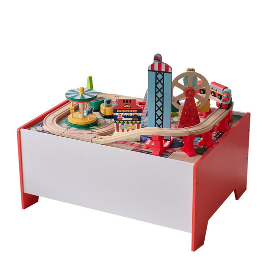 Teamson Kids - Florida Amusement Park Wooden Activity Table with 6 Mini-Games - Preschool