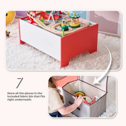 Teamson Kids - Florida Amusement Park Wooden Activity Table with 6 Mini-Games - Preschool