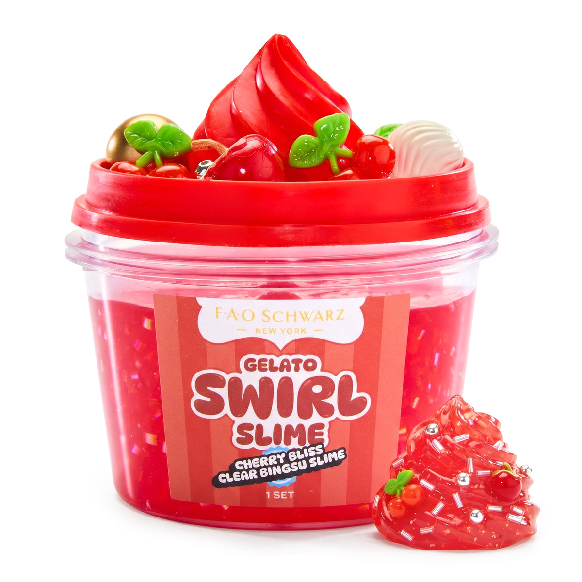 FAO Schwarz - Gelato Swirl Slime – Cherry Bliss Clear Bingsu Slime - Creativity