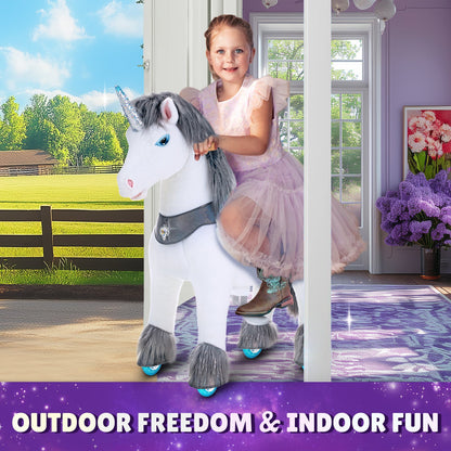 PonyCycle, Inc. - Grey Unicorn Model Y Ride on Toy - 3-4 Years - Preschool