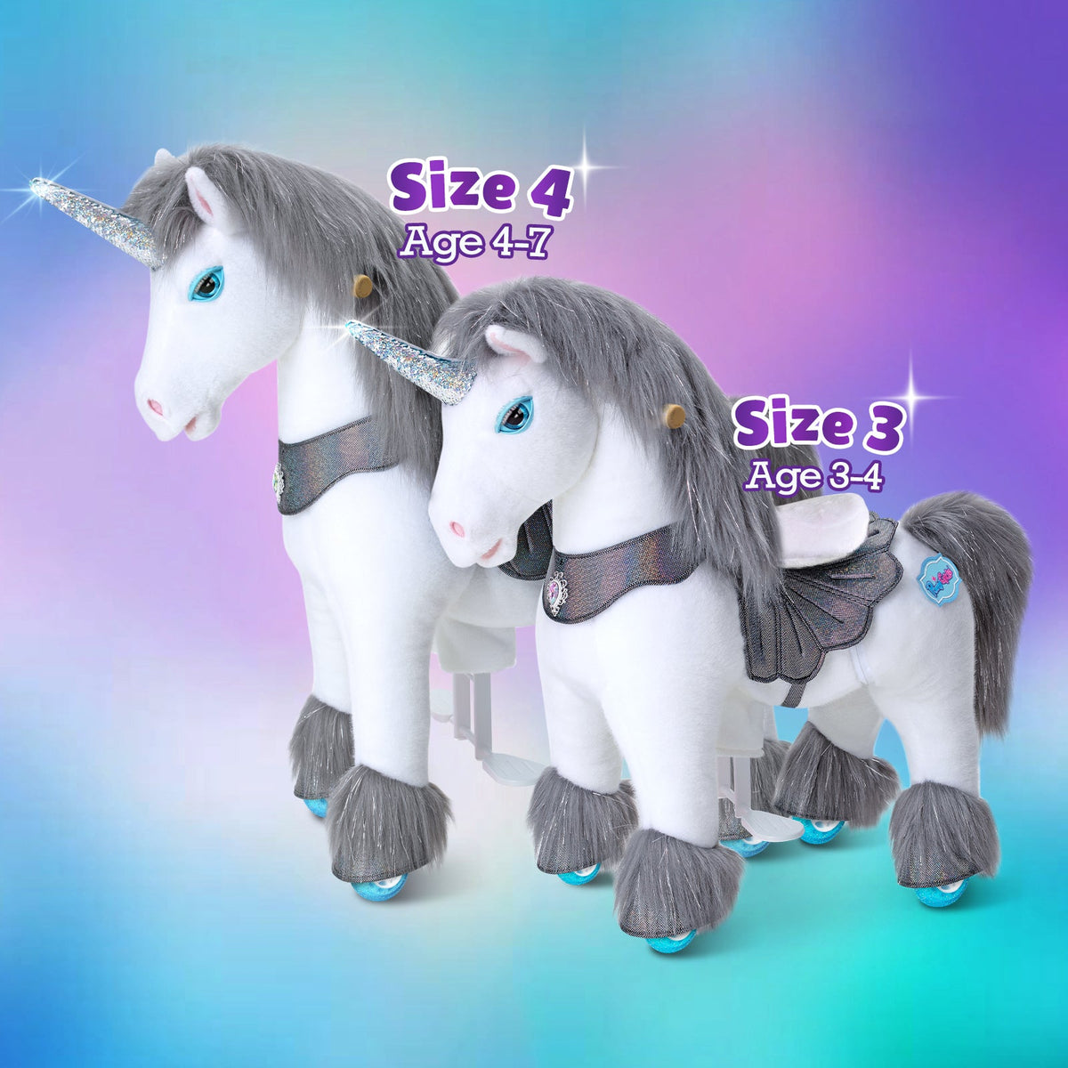 PonyCycle, Inc. - Grey Unicorn Model Y Ride on Toy - 4-7 Years - Outdoor