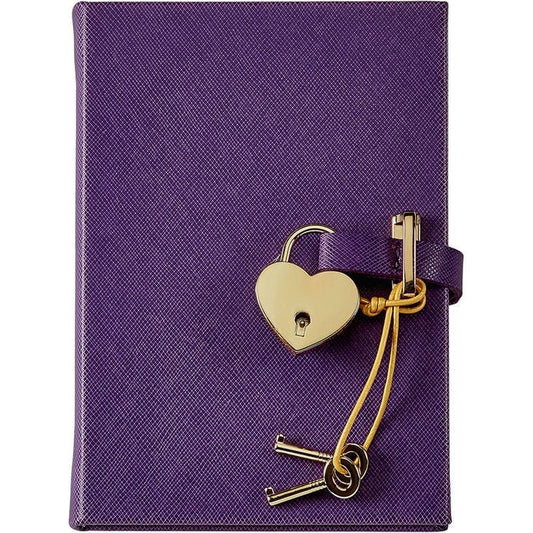 Graphic Image - Heart Lock Journal in Purple Saffiano Leather - Books