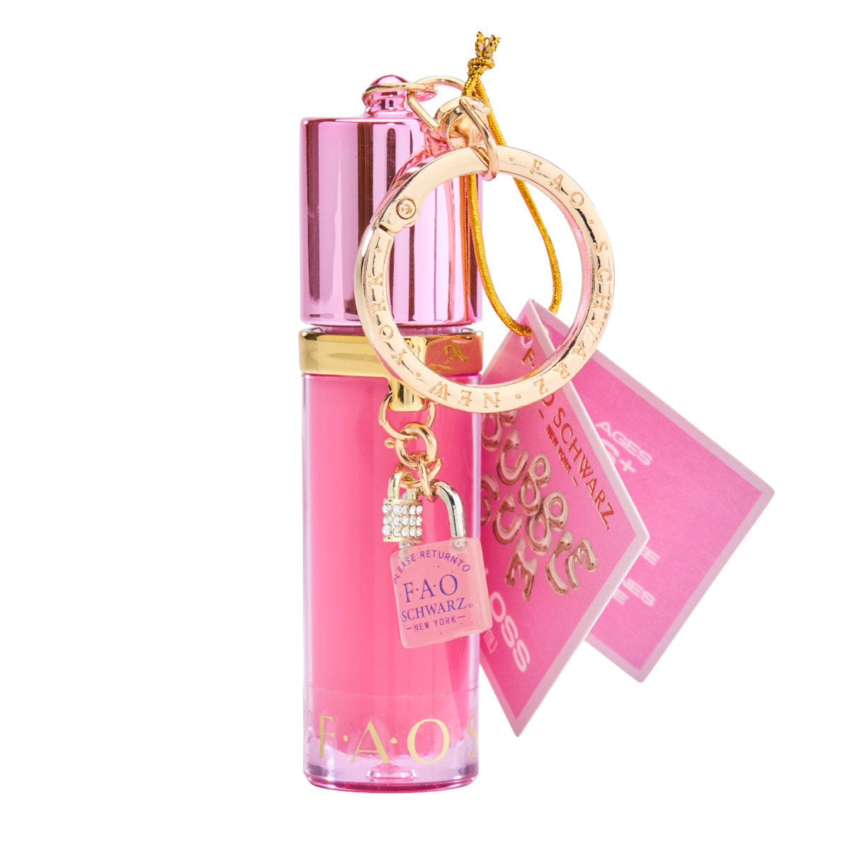 FAO Schwarz - Lip Gloss Keychain – Bubble Gum - Fashion Activity and Roleplay