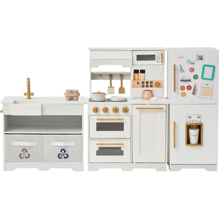 Teamson Kids - Little Chef Atlanta Modular Play Kitchen - White/Gold - Preschool