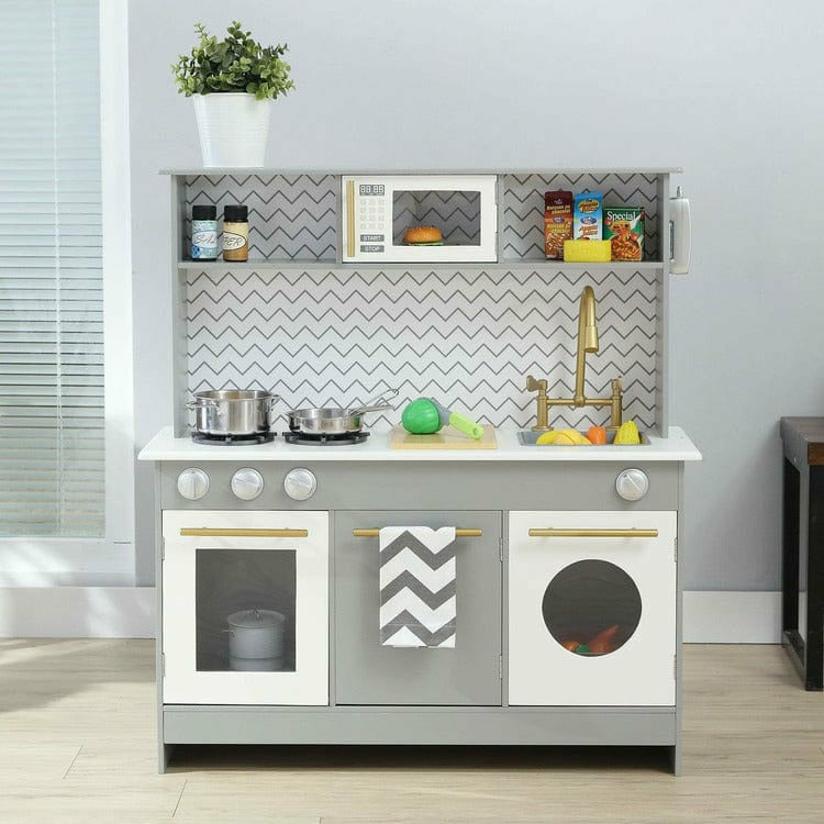 Teamson Kids - Little Chef Berlin Modern Play Kitchen - Grey / White - Preschool