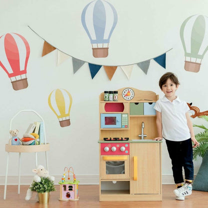 Teamson Kids - Little Chef Florence Classic Play Kitchen - Wood Grain - Preschool