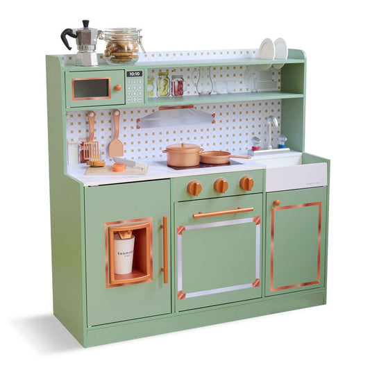 Teamson Kids - Little Chef St. Louis Wooden Play Kitchen with Sink & Ice Dispenser - Green - Preschool