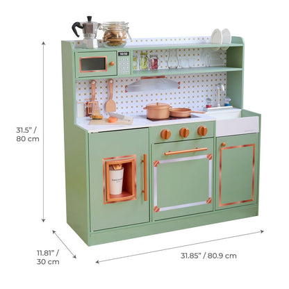 Teamson Kids - Little Chef St. Louis Wooden Play Kitchen with Sink & Ice Dispenser - Green - Preschool
