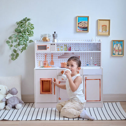 Teamson Kids - Little Chef St. Louis Wooden Play Kitchen with Sink & Ice Dispenser - Pink - Preschool