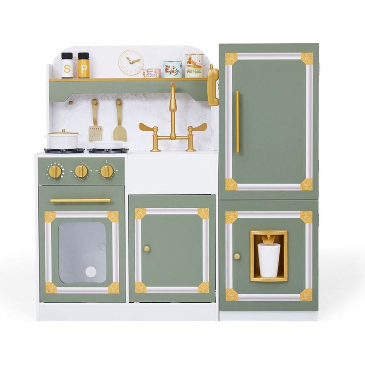 Teamson Kids - Little Chef Versailles Deluxe Play Kitchen - Olive Green - Preschool