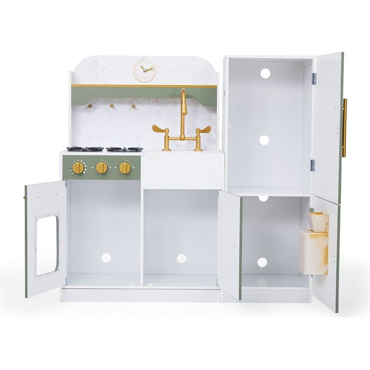 Teamson Kids - Little Chef Versailles Deluxe Play Kitchen - Olive Green - Preschool