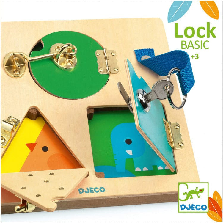 Djeco - LockBasic Locking and Unlocking Wooden Skill Board - Preschool