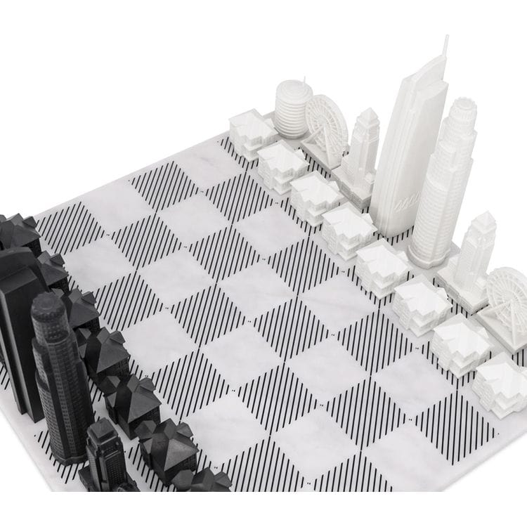 Skyline Chess - Los Angeles Edition Acrylic Chess Set with Marble Hatch Board - Games
