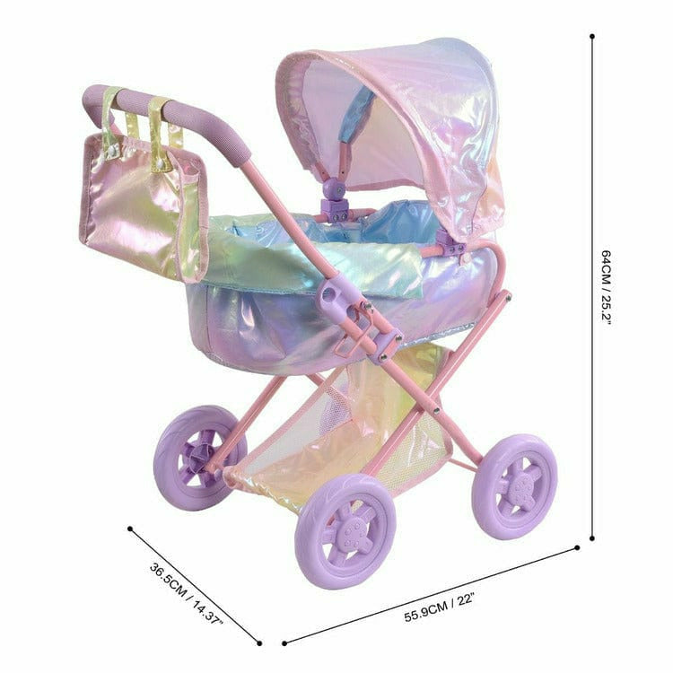 Teamson Kids - Magical Dreamland Baby Doll Stroller & Carrier Iridescent - Dolls