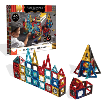 FAO Schwarz - Magnetic Tile Set Custom Creation - 40 Pieces - Creativity