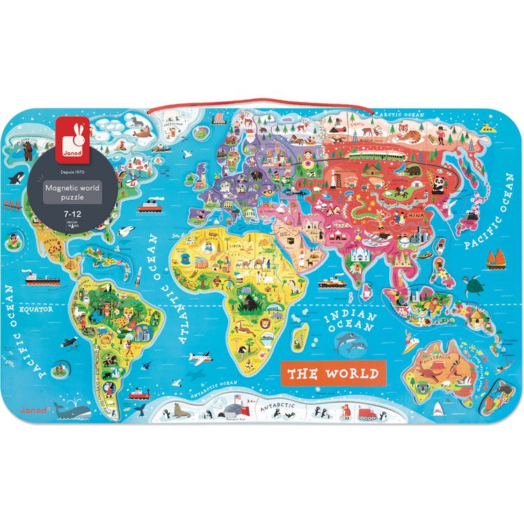 Janod - Magnetic World Map Puzzle - Puzzles
