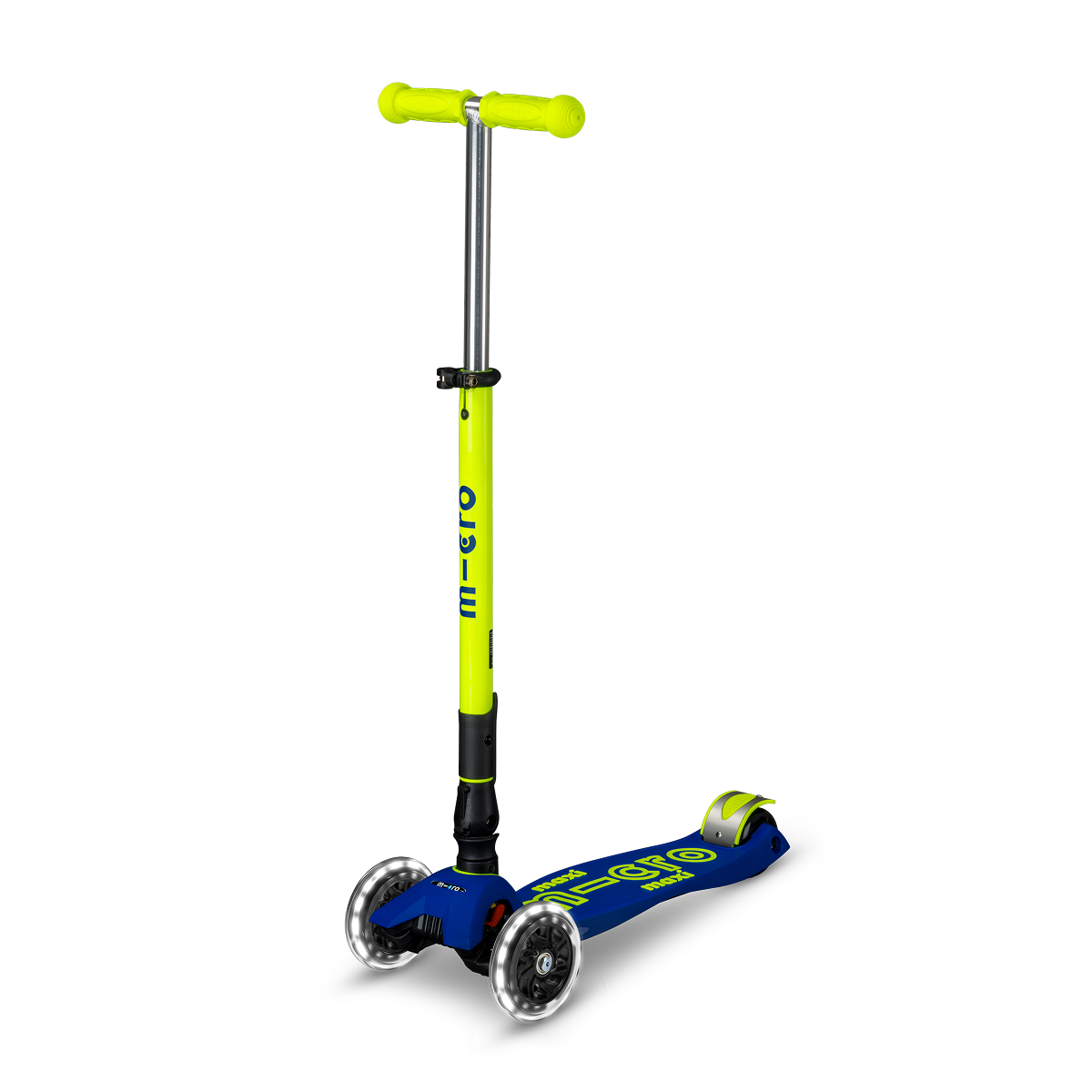 Micro Kickboard - Maxi Deluxe Foldable LED Scooter - Neon Canary Yellow - Outdoor
