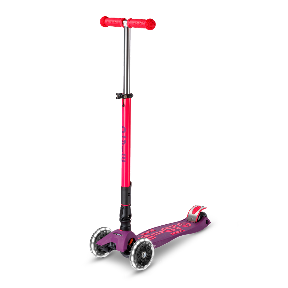 Micro Kickboard - Maxi Deluxe Foldable Neon LED Scooter - Ultra Pink - Outdoor