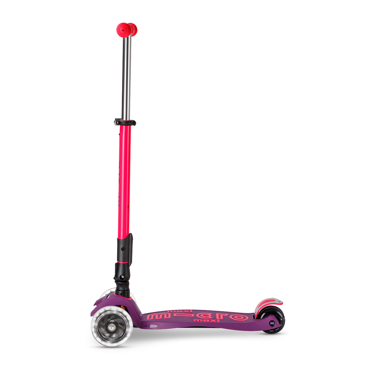 Micro Kickboard - Maxi Deluxe Foldable Neon LED Scooter - Ultra Pink - Outdoor