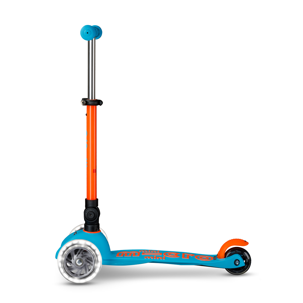 Micro Kickboard - Mini Deluxe Foldable LED Scooter - Neon Sunset Orange/Aqua - Outdoor