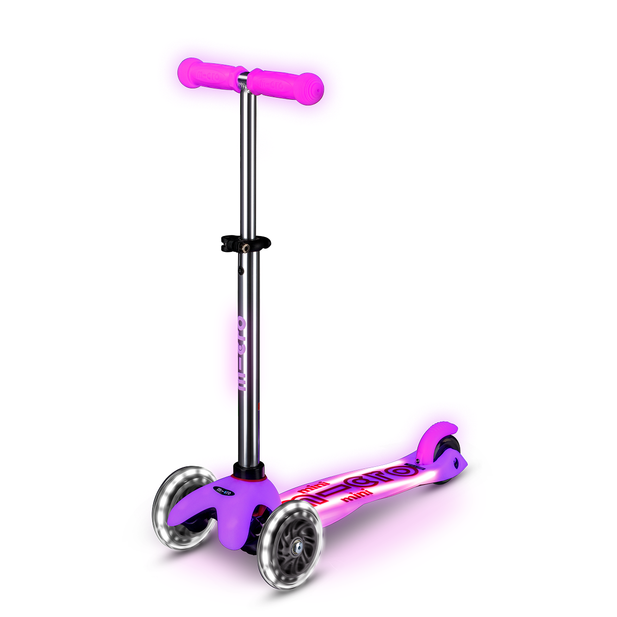 Micro Kickboard - Mini Deluxe Glow LED Plus Scooter - Frosty Pink - Outdoor