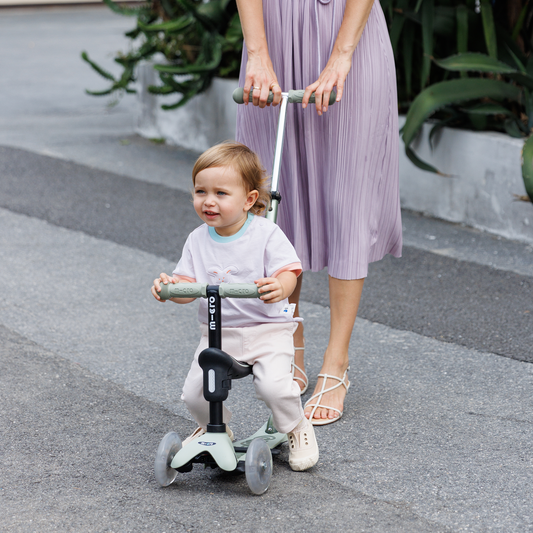 Micro Kickboard - Mini Deluxe Rock & Go LED Scooter - Olive Sage - Outdoor