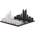 Skyline Chess - New York Versus Los Angeles Acrylic Chess Set with Black and White Wood Hatch Board - Games
