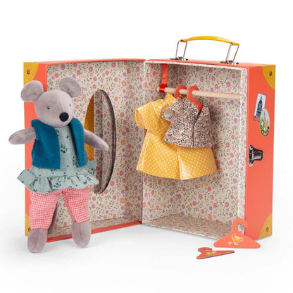 Moulin Roty - Nini Doll with Little Wardrobe Suitcase - The Big Family - Dolls