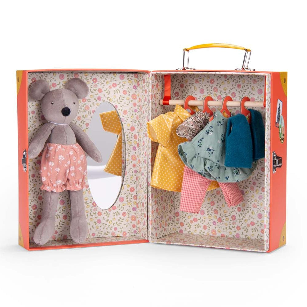 Moulin Roty - Nini Doll with Little Wardrobe Suitcase - The Big Family - Dolls