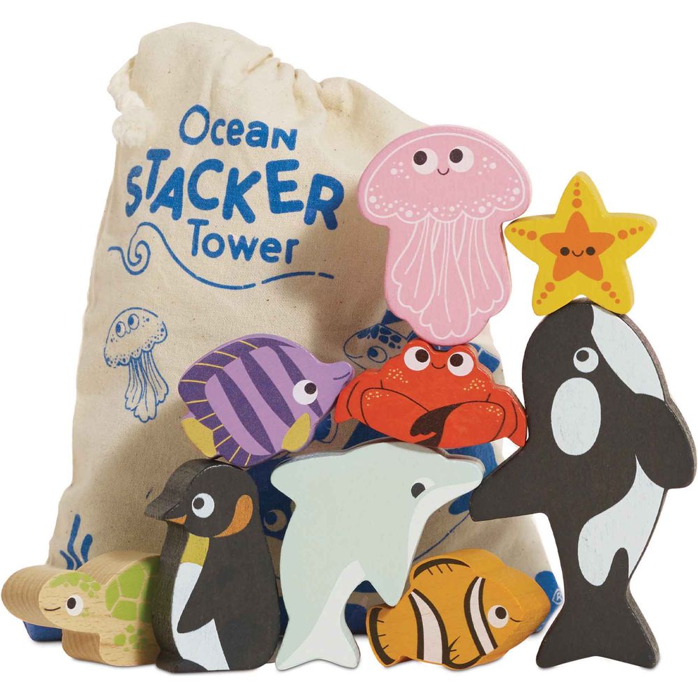 Le Toy Van - Ocean Life Stacking Animals & Bag - Infants